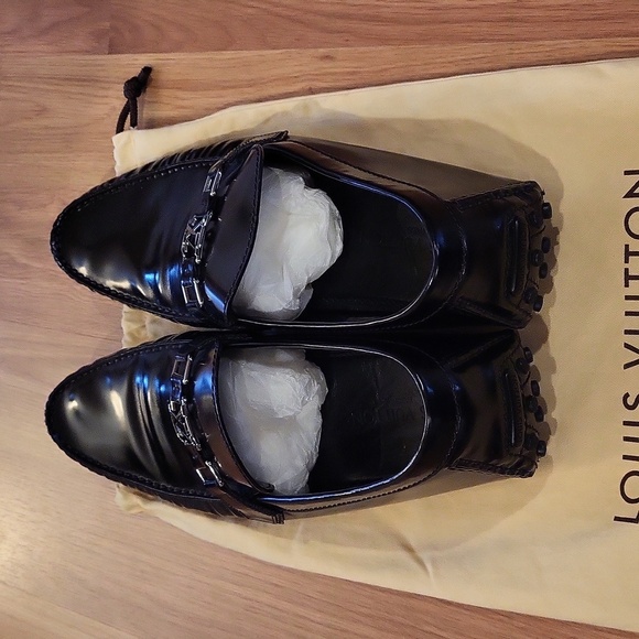 Mens Louis Vuitton Black Leather Mocassin Size 12 - Picture 4 of 11